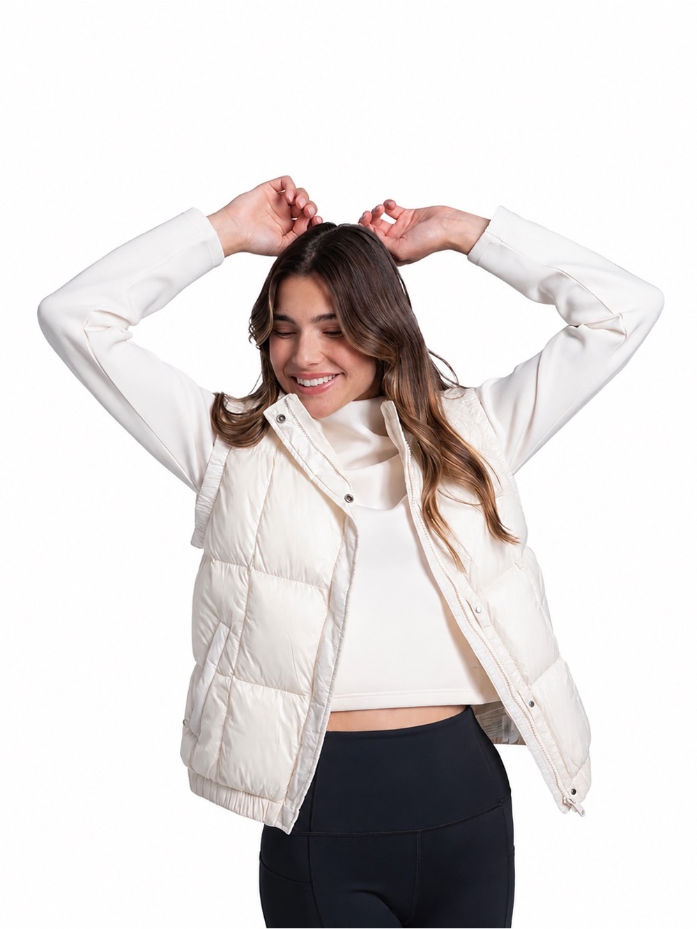 LOLE Womens M Puffer Vest Loftech Synthetic Down Le Rose White